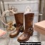 Miu Miu Leather Ankle Boots Brown with straps and buckles 2023