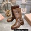 Miu Miu Leather Ankle Boots Brown with straps and buckles 2023