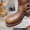 Miu Miu Leather Ankle Boots Brown with straps and buckles 2023