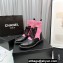 Chanel Knit & Calfskin Combat Boots Black/Pink 2023