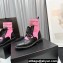 Chanel Knit & Calfskin Combat Boots Black/Pink 2023