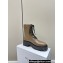Celine Bulky Lace-Up Boots With Buckle Details and Studded Outsole In Shiny Bull Khaki 2023