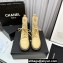Chanel Knit & Calfskin Combat Boots Apricot 2023