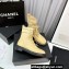 Chanel Knit & Calfskin Combat Boots Apricot 2023
