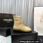Chanel Knit & Calfskin Combat Boots Apricot 2023