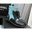 Chanel Knit & Calfskin Combat Boots Black/Blue 2023