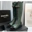 Chanel Lambskin & Patent Calfskin High Boots G45005 Dark Green 2023