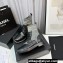 Chanel Knit & Calfskin Combat Boots Black/Gray 2023