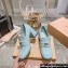 Miu Miu Heel 7.5cm Patent Leather Loafers Light Blue With Logo Coin 2023