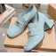 Miu Miu Heel 7.5cm Patent Leather Loafers Light Blue With Logo Coin 2023