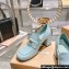 Miu Miu Heel 7.5cm Patent Leather Loafers Light Blue With Logo Coin 2023