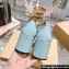 Miu Miu Heel 7.5cm Patent Leather Loafers Light Blue With Logo Coin 2023