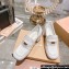 Miu Miu Heel 7.5cm Patent Leather Loafers White With Logo Coin 2023