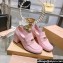 Miu Miu Heel 7.5cm Patent Leather Loafers Pink With Logo Coin 2023