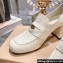 Miu Miu Heel 7.5cm Patent Leather Loafers Creamy With Logo Coin 2023