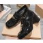 Miu Miu Heel 7.5cm Patent Leather Loafers Black With Logo Coin 2023