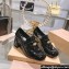 Miu Miu Heel 7.5cm Patent Leather Loafers Black With Logo Coin 2023