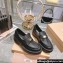 Miu Miu Heel 5.5cm Leather Loafers Black With Logo Coin 2023
