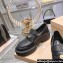 Miu Miu Heel 5.5cm Leather Loafers Black With Logo Coin 2023