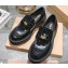 Miu Miu Heel 5.5cm Brushed Leather Loafers Black With Logo Coin 2023
