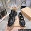 Miu Miu Heel 5.5cm Brushed Leather Loafers Black With Logo Coin 2023