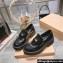 Miu Miu Heel 5.5cm Brushed Leather Loafers Black With Logo Coin 2023