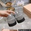 Miu Miu Glitter Loafers Silver With Logo Coin 2023