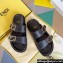 Fendi Feel leather Double-band flat slides Black 2023