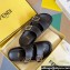 Fendi Feel leather Double-band flat slides Black 2023