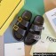 Fendi Feel leather Double-band flat slides Black 2023
