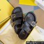 Fendi Feel leather Double-band flat slides Black 2023