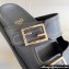 Fendi Feel leather Double-band flat slides Black 2023