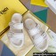 Fendi Feel leather Double-band flat slides White 2023