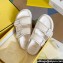 Fendi Feel leather Double-band flat slides White 2023