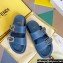 Fendi Feel leather Double-band flat slides Blue 2023