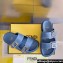 Fendi Feel leather Double-band flat slides Blue 2023