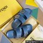 Fendi Feel leather Double-band flat slides Blue 2023