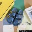 Fendi Feel leather Double-band flat slides Blue 2023