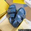 Fendi Feel leather Double-band flat slides Blue 2023