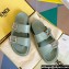 Fendi Feel leather Double-band flat slides Green 2023