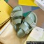 Fendi Feel leather Double-band flat slides Green 2023