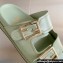 Fendi Feel leather Double-band flat slides Green 2023