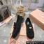 Miu Miu Suede Leather Loafers Black With Logo Coin 2023