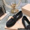 Miu Miu Suede Leather Loafers Black With Logo Coin 2023