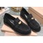 Miu Miu Suede Leather Loafers Black With Logo Coin 2023