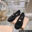 Miu Miu Suede Leather Loafers Black With Logo Coin 2023