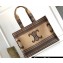 Celine Large Cabas Thais Bag In Textile With Triomphe And Calfskin 196762 Beige/Black 2023