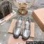 Miu Miu Leather Loafers Silver With Logo Coin 2023