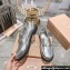 Miu Miu Leather Loafers Silver With Logo Coin 2023