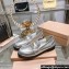 Miu Miu Leather Loafers Silver With Logo Coin 2023